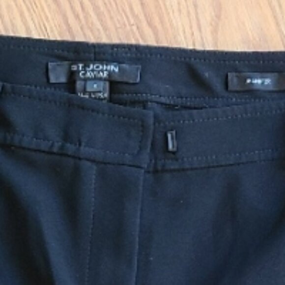 ST. JOHN CAVIAR JENNIFER CREPE MOROCAIN SLIM PANTS FLAT FRONT STRAIGHT LEG sz 4 - Picture 8 of 8